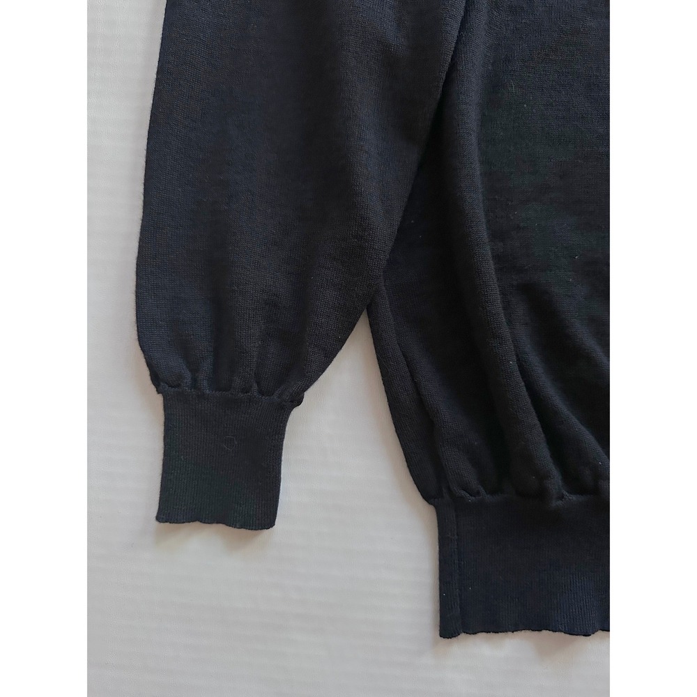 Lorenzo Uomo Mens XL Navy Blue 100% Merino Wool Button Mock Neck Sweater Italy - Picture 3 of 6